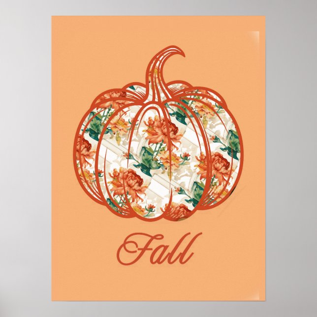 Póster Calabaza en un patrón de crisantemo (Frente)
