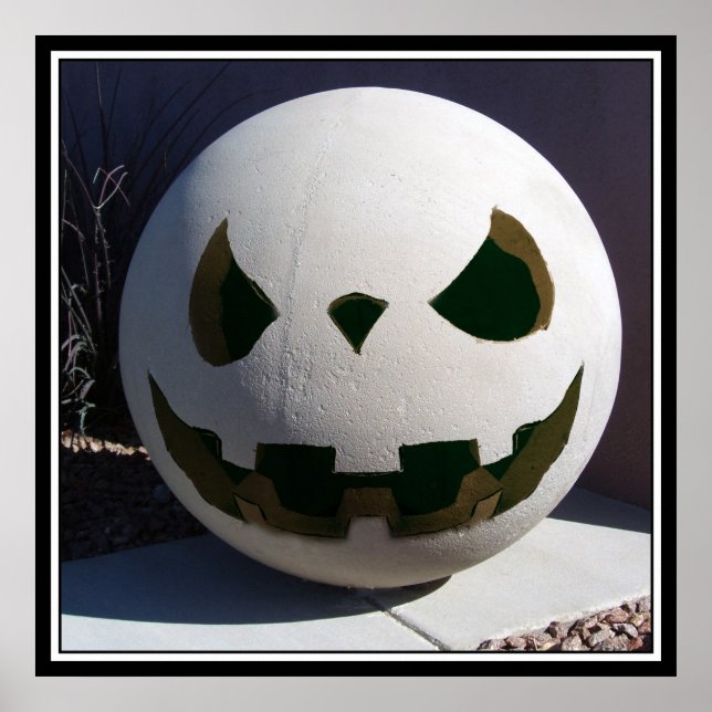 Póster Calabaza esculpida de concreto tallado (Frente)