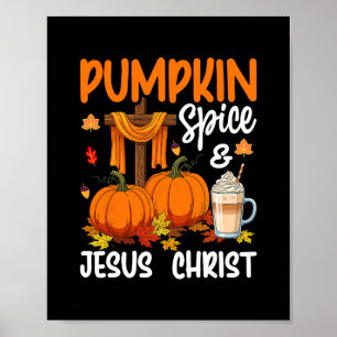 Póster Calabaza Especiada Y Jesucristo Navidad Cristiana 