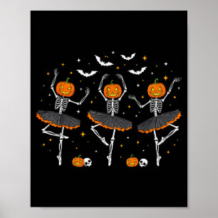 Póster Calabaza Esqueleto Bailarinas Ballet Danza Chicas