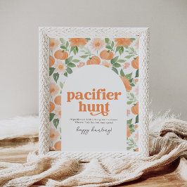 Póster Calabaza floral Baby Shower Pacifier Hunt Rótulo