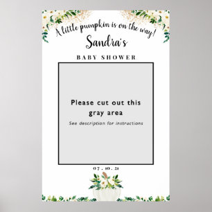 Póster Calabaza floral blanca Baby Shower Photo Frame Pro