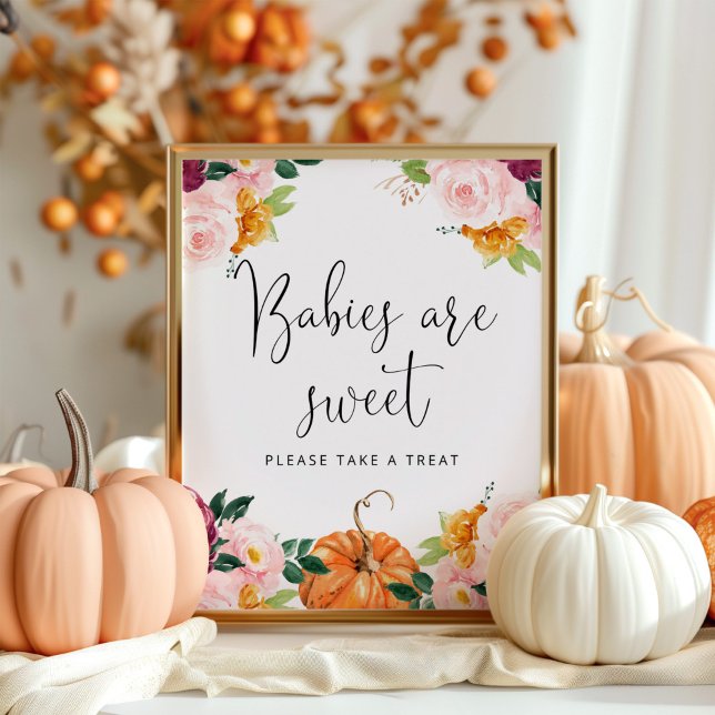 Póster Calabaza floral borgoña Los bebés son dulces (Subido por el creador)