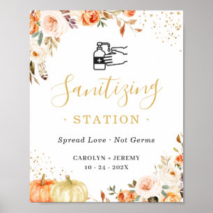 Póster Calabaza floral de la estación de Sanitization Rót