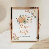 Calabaza floral de otoño Baby Shower Diaper Raffle