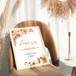 Póster Calabaza floral de otoño ducha de novia El amor es