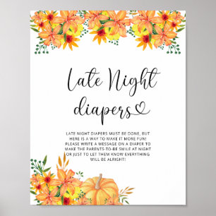Póster Calabaza floral Juego de pañales nocturnos