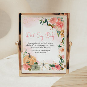 Póster Calabaza floral rosa otoño no dice bebé