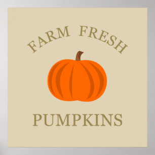 Póster calabaza fresca de granja