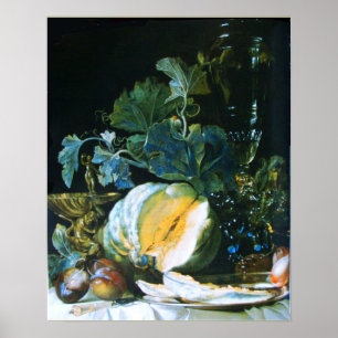 PÓSTER CALABAZA, FRUTAS Y VAJILLA
