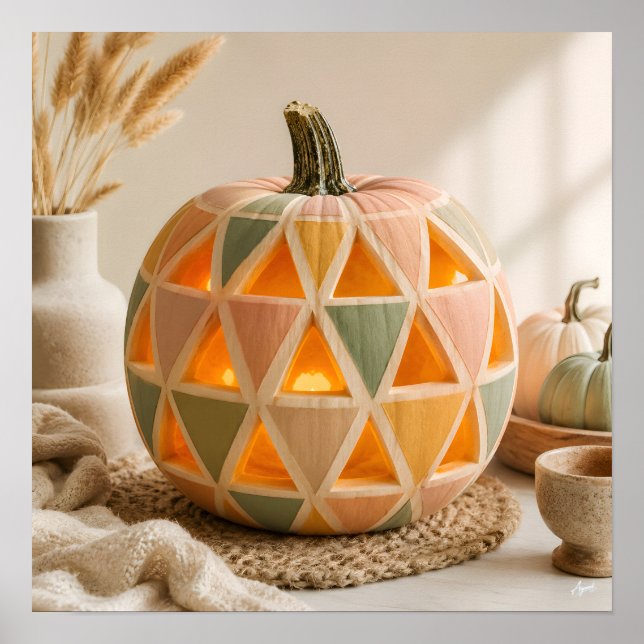 Póster Calabaza geométrica pastel (Frente)