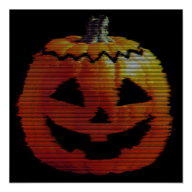 Póster Calabaza Glitchy TV (Anverso)