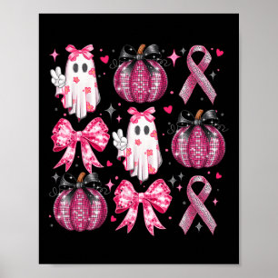 Póster Calabaza Halloween Cinta Rosa Disco Fantasma Bow B