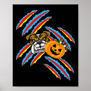 Póster Calabaza Halloween de la mamá del bulldog