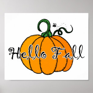 Póster Calabaza Hellow Fall Calabaza Hola Caída