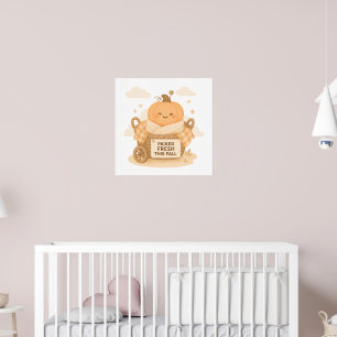 Póster Calabaza Kawaii Recogida Fresca Este Otoño Guarder