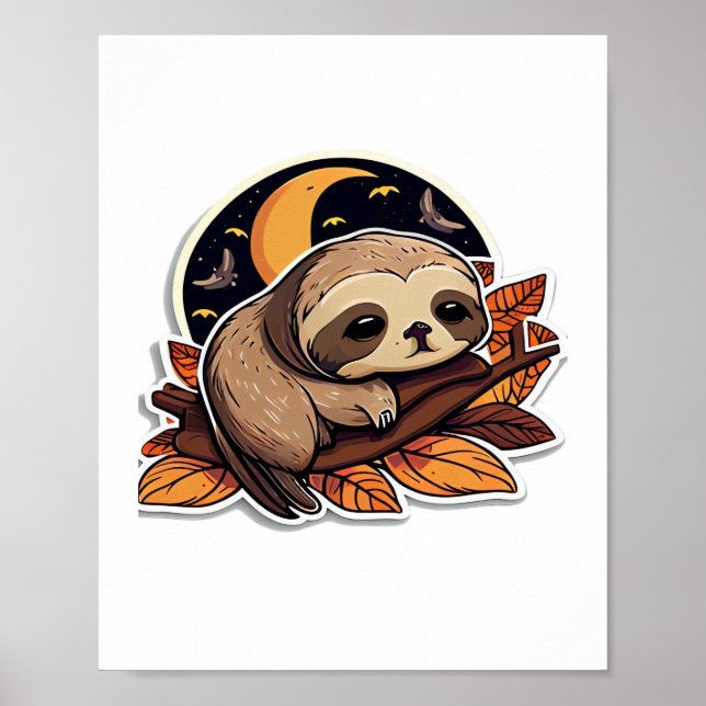 Póster calabaza lenta Halloween estilo pegatina 2 Classic (Frente)