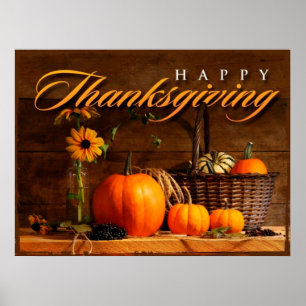 Póster Calabaza linda de Acción de Gracias