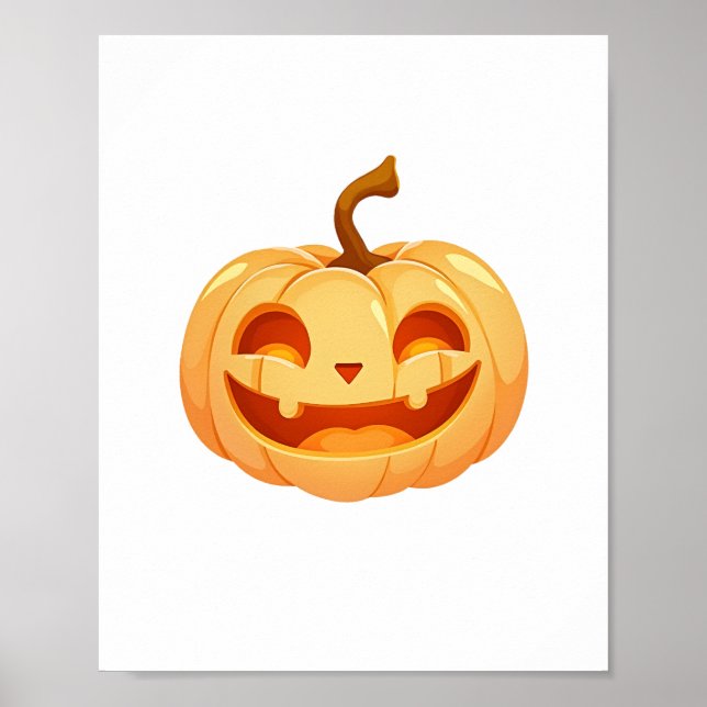 Póster Calabaza linda Jack O Lantern Turtle Sea Halloween (Frente)