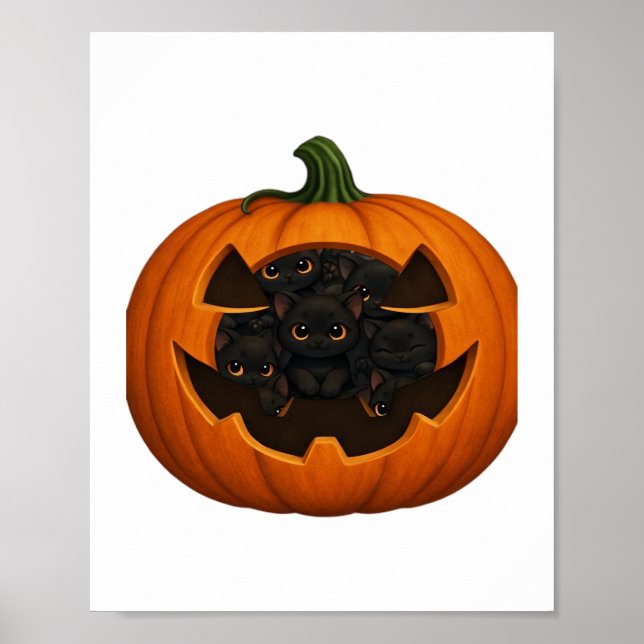 Póster Calabaza llena de gatitos - Halloween de felino ne (Frente)
