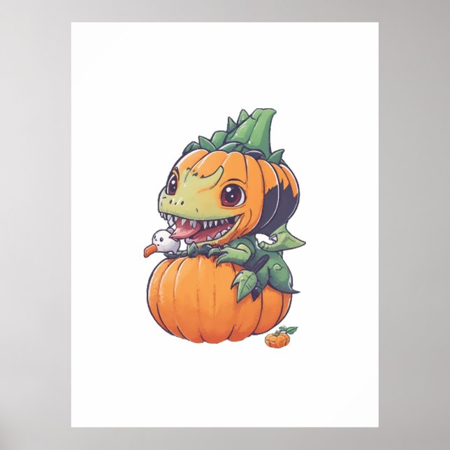 Póster calabaza loca tratando de comer espeluznante  (Frente)