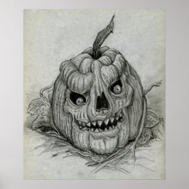 Póster Calabaza malvada esbozada