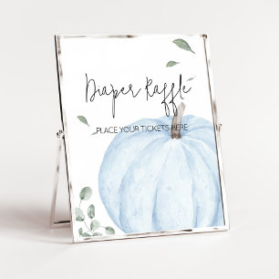 Póster Calabaza Minimalista azul Baby Shower Diaper Raffl
