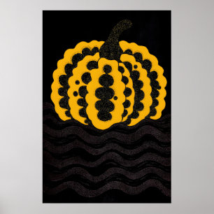 Póster Calabaza moderna abstracta de negro y amarillo Po