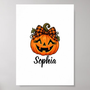 Póster Calabaza Naranja Monograma Nombre Halloween