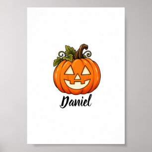 Póster Calabaza Naranja Monograma Nombre Halloween T