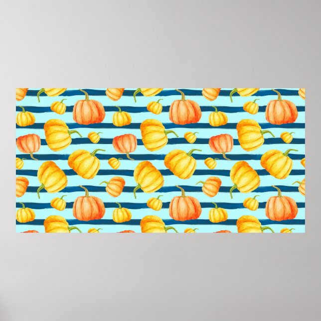 Póster Calabaza naranja redonda Rong. Pat de acuarela per (Frente)