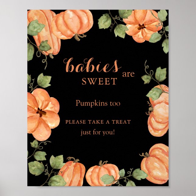Póster Calabaza negra Baby Shower Los bebés son dulces (Frente)