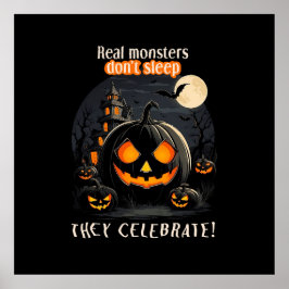 Póster Calabaza negra de Halloween