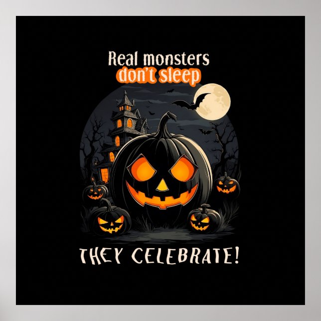 Póster Calabaza negra de Halloween (Frente)