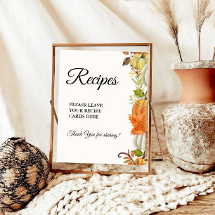 Póster Calabaza otoñal Dejar tus recetas Ducha de novia