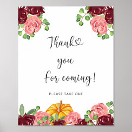 Póster Calabaza otoñal Gracias por venir