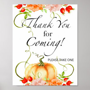 Póster Calabaza otoñal Gracias por venir Poster