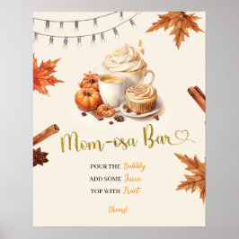 Póster Calabaza otoñal prepara café Baby Shower Mom-osa