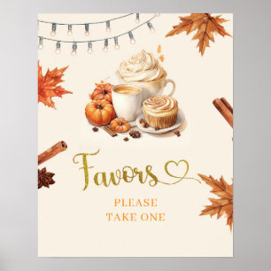 Póster Calabaza otoñal produce café deja el favor del beb