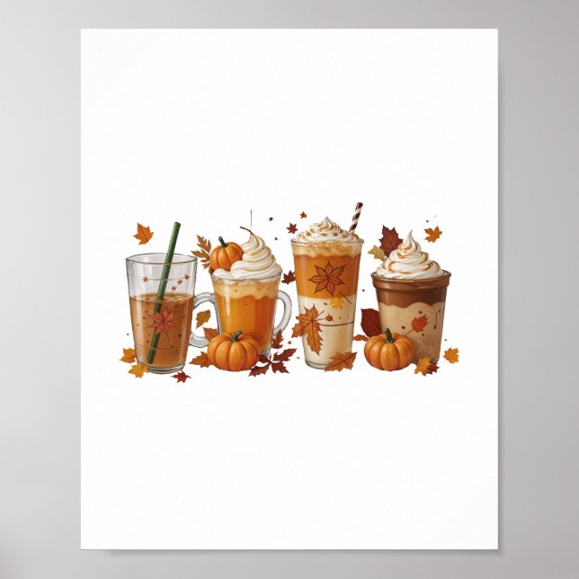 Póster Calabaza para café otoño (Frente)