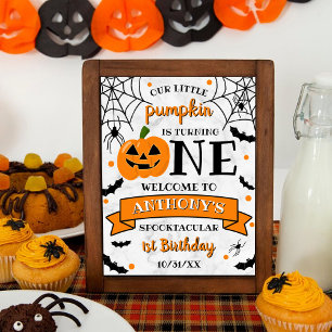Póster Calabaza pequeña se vuelve un primer cumpleaños de
