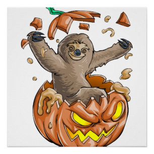 Póster Calabaza Perezoso Halloween