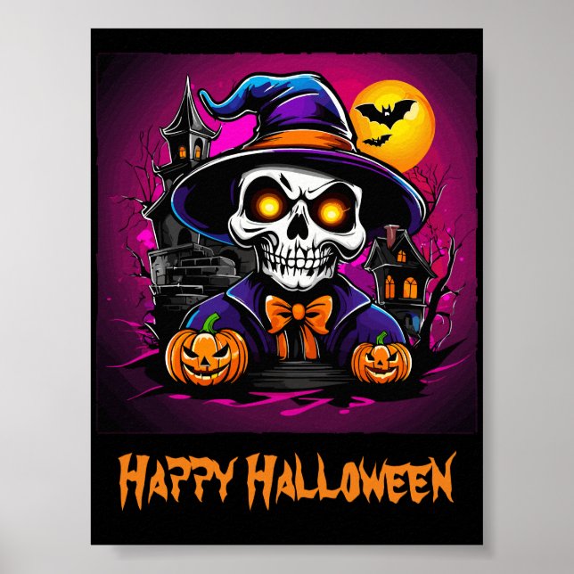 Póster Calabaza Personalizado de Halloween con un colorid (Frente)