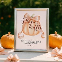 Póster Calabaza Pink Bow Diaper Raffle Table Rótulo Poste