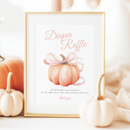 Póster Calabaza Pink Bow Diaper Raffle Table Rótulo Poste