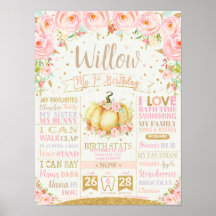 Calabaza Primer Día Hitos de Nacimiento Rótulo de 