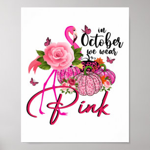 Póster Calabaza Rosa Flamingo En Octubre Usamos Rosa