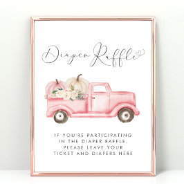 Póster Calabaza rosa Floral Diaper Raffle Bebé Chica Duch