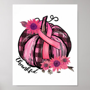 Póster Calabaza rosa Girasol Sensibilización sobre el cán