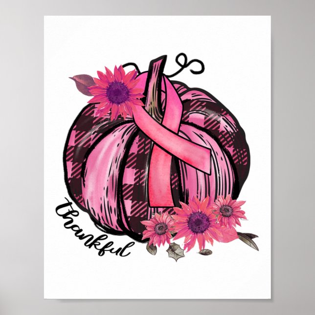 Póster Calabaza rosa Girasol Sensibilización sobre el cán (Frente)